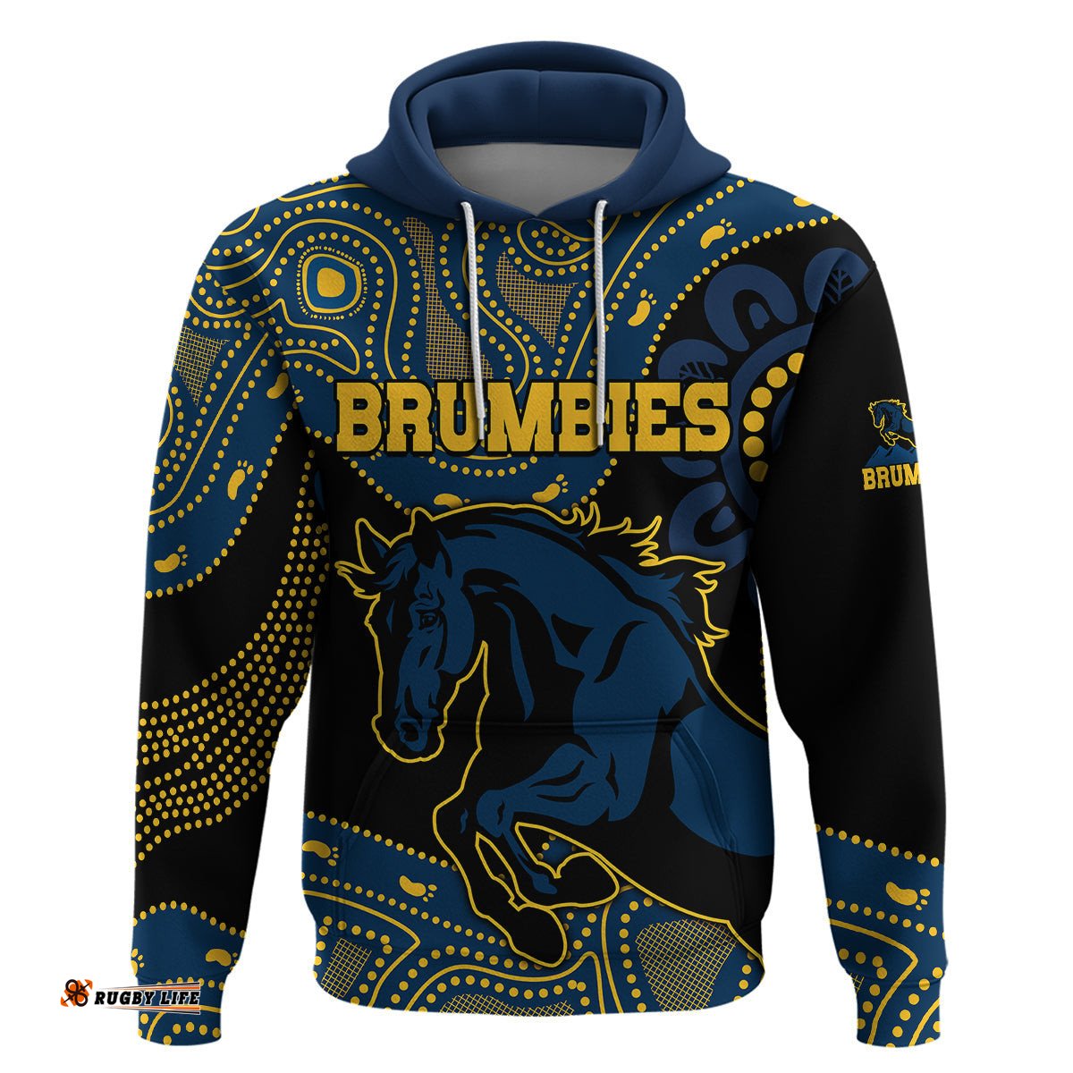custom text and number brumbies rugby union hoodie australia indigenous aboriginal