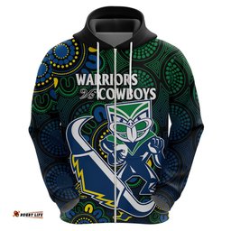 custom text and number nrl combine warriors and cowboys hoodie aboriginal