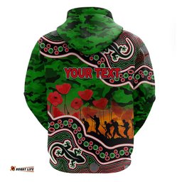 custom personalised anzac day nrl rabbitohs hoodie aboriginal lizard patterns