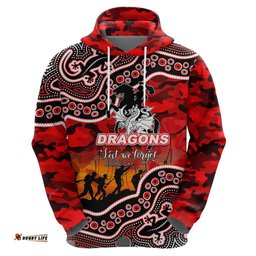 custom personalised anzac day nrl dragons hoodie aboriginal lizard patterns