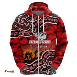 custom personalised anzac day nrl dragons hoodie aboriginal lizard patterns