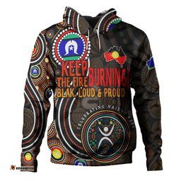 australia hoodie naidoc week keep the fire burning aboriginal dot art