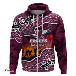 custom personalised anzac day nrl sea eagles hoodie aboriginal lizard patterns
