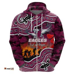 custom personalised anzac day nrl sea eagles hoodie aboriginal lizard patterns