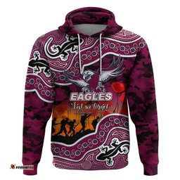 custom personalised anzac day nrl sea eagles hoodie aboriginal lizard patterns