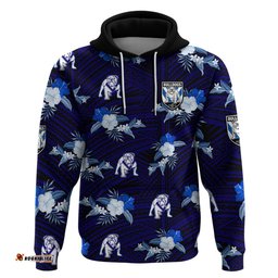 custom text and number bulldogs rugby hoodie polynesian tribal mix tropical hawaiian style
