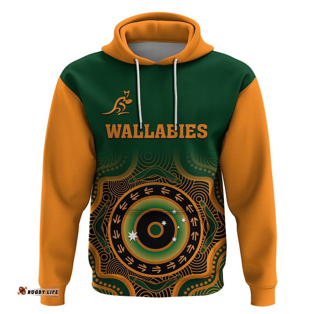 wallabies rugby hoodie aussie go champions indigenous green