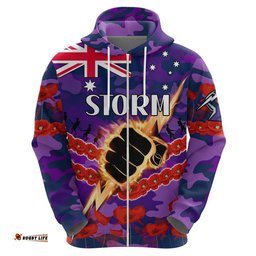 storm rugby anzac hoodie lest we forget