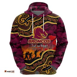 custom personalised anzac day nrl broncos hoodie aboriginal lizard patterns