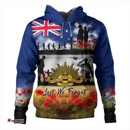 australia hoodie lest we forget poppies and soldiers army style