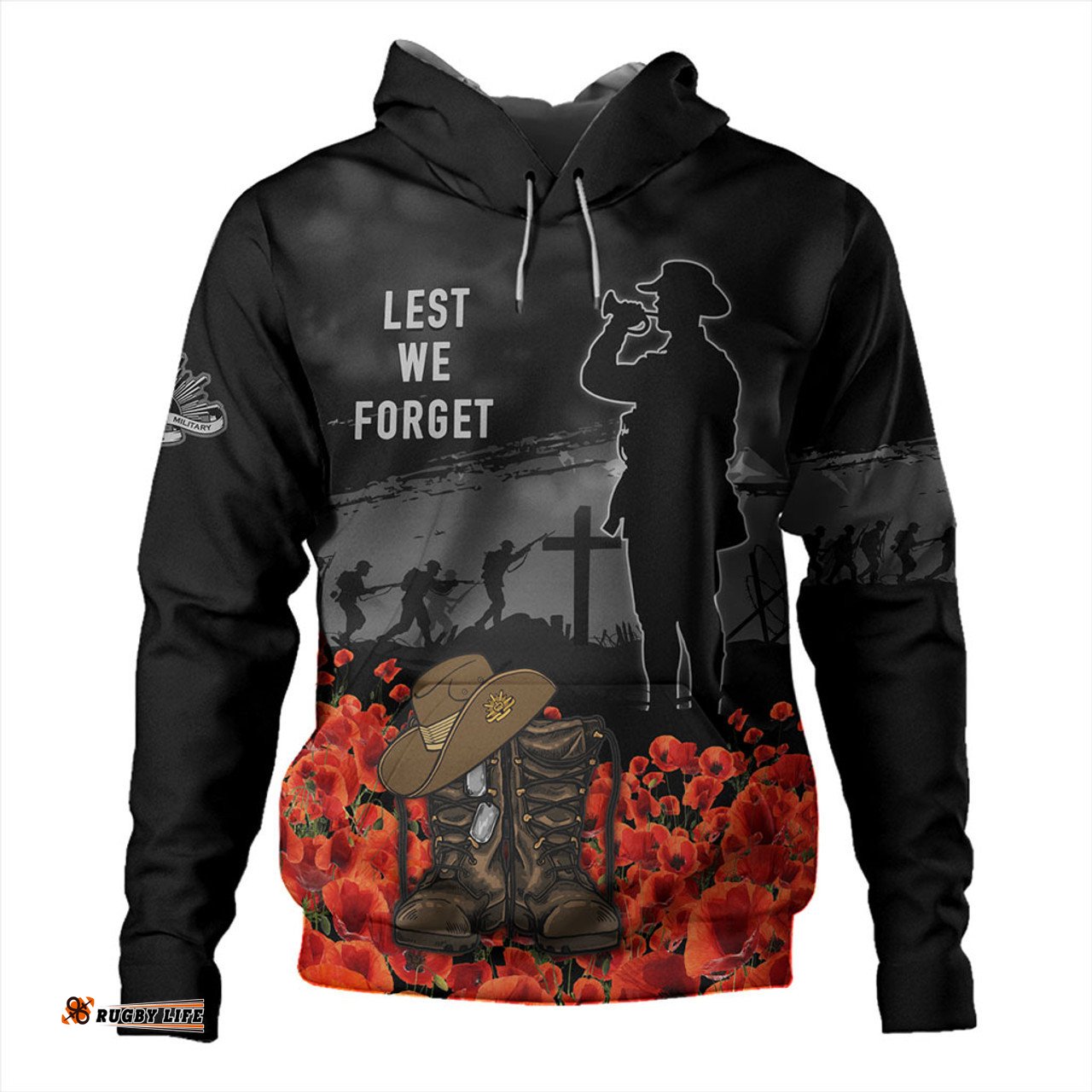 australia hoodie lest we forget hat and boots design poppy flower