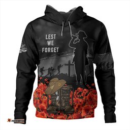 australia hoodie lest we forget hat and boots design poppy flower