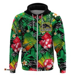 panthers rugby hoodie fashion tropical jungle flowers
