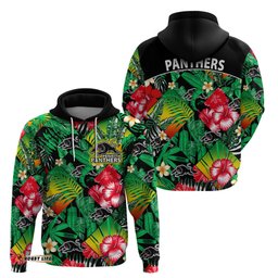 panthers rugby hoodie fashion tropical jungle flowers