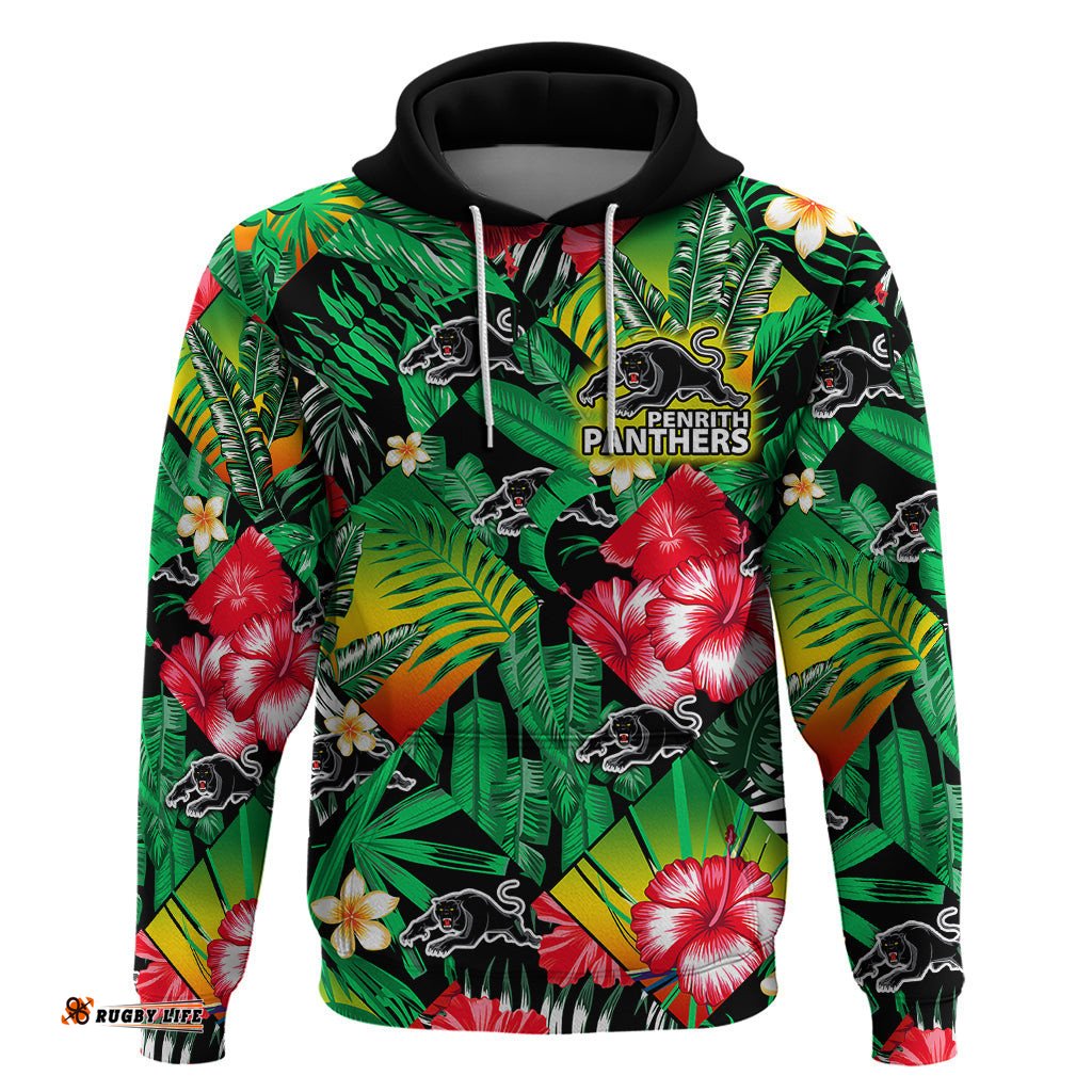panthers rugby hoodie fashion tropical jungle flowers