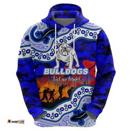 custom personalised anzac day nrl bulldogs hoodie aboriginal lizard patterns