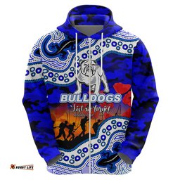 custom personalised anzac day nrl bulldogs hoodie aboriginal lizard patterns