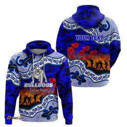custom personalised anzac day nrl bulldogs hoodie aboriginal lizard patterns