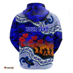 custom personalised anzac day nrl bulldogs hoodie aboriginal lizard patterns