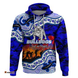 custom personalised anzac day nrl bulldogs hoodie aboriginal lizard patterns