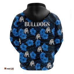 bulldogs rugby hoodie polynesian style with hibiscus