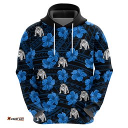 bulldogs rugby hoodie polynesian style with hibiscus