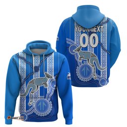 custom text and number kangaroos indigenous hoodie north melbourne football