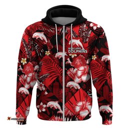 dolphins rugby hoodie fashion tropical jungle flowers