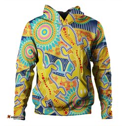 australia platypus aboriginal hoodie - yellow platypus with aboriginal art dot painting patterns inspired hoodie