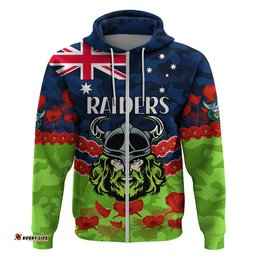 raiders rugby anzac hoodie lest we forget