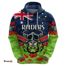 raiders rugby anzac hoodie lest we forget