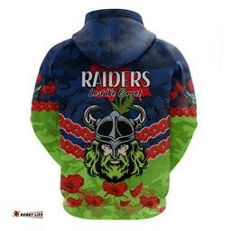 raiders rugby anzac hoodie lest we forget