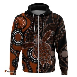 aboriginal turtle hoodie brown style
