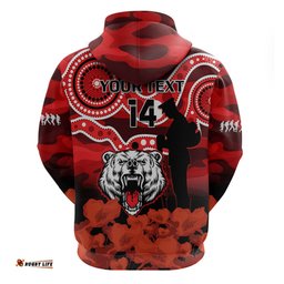 custom text and number north sydney rugby anzac hoodie bears indigenous mix camouflage poppy