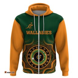 custom text and number wallabies rugby hoodie aussie go champions indigenous green