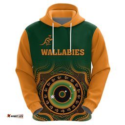 custom text and number wallabies rugby hoodie aussie go champions indigenous green