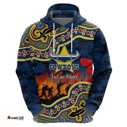 custom personalised anzac day nrl cowboys hoodie aboriginal lizard patterns