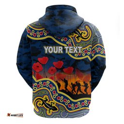 custom personalised anzac day nrl cowboys hoodie aboriginal lizard patterns