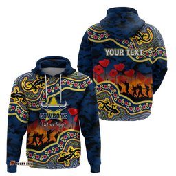 custom personalised anzac day nrl cowboys hoodie aboriginal lizard patterns