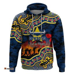 custom personalised anzac day nrl cowboys hoodie aboriginal lizard patterns