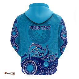 australia aboriginal hoodie dolphin light blue
