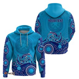 australia aboriginal hoodie dolphin light blue