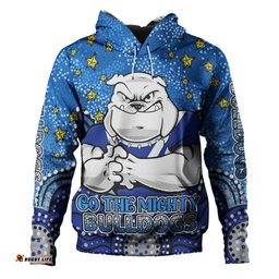 canterbury-bankstown bulldogs custom hoodie - custom with aboriginal inspired style of dot painting patterns  hoodie
