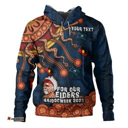 australia naidoc week hoodie - custom for our elders naidoc week snake aboriginal painting with flag (blue)