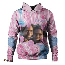 australia personalised aboriginal custom hoodie - river and turtles dot art painting pink hoodie