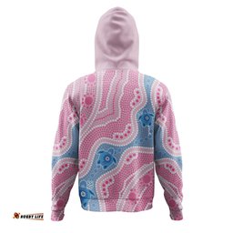 australia personalised aboriginal custom hoodie - river and turtles dot art painting pink hoodie