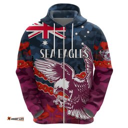 custom text and number sea eagles rugby anzac hoodie lest we forget