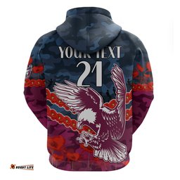 custom text and number sea eagles rugby anzac hoodie lest we forget