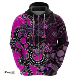aboriginal dragonfly hoodie pink style