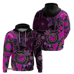 aboriginal dragonfly hoodie pink style